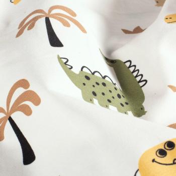 Baumwolljersey Dinosaurier auf Wollweiß